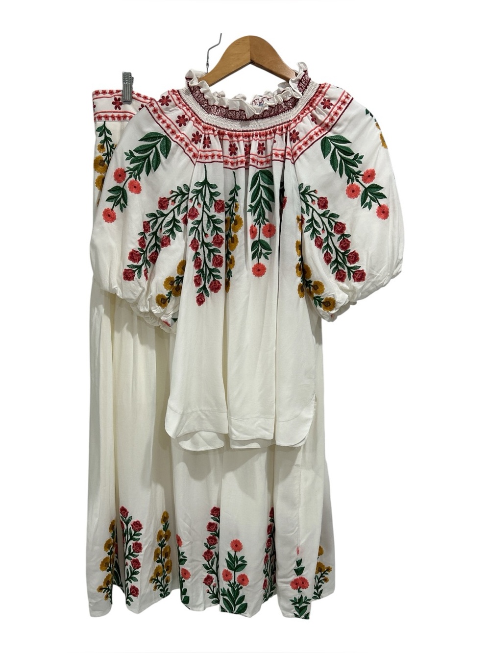 NWT Antonio Melani x Jennifer Sumko Nicci Embroidered Maxi Skirt/Puff Sleeve Top - Picture 5 of 14